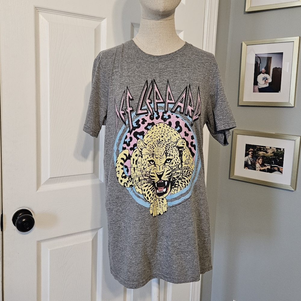 Gray Def Leppard Graphic Top